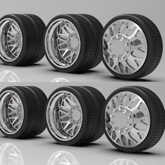 1:25 26” Semi Truck “Nitro”Dually Wheels In Low Profile Tires (2 Fronts 4 Rears)