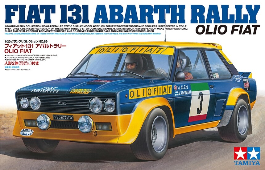 Tamiya 20069 1/20 Scale Model Car Kit Olio Fiat 131 Abarth Rally 1977 M.Alen