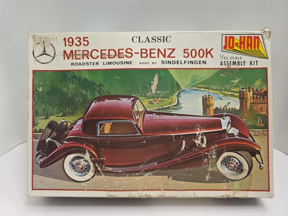 Jo-Han Classic 1935 Mercedes 500k Maroon Model Kit Opened Complete