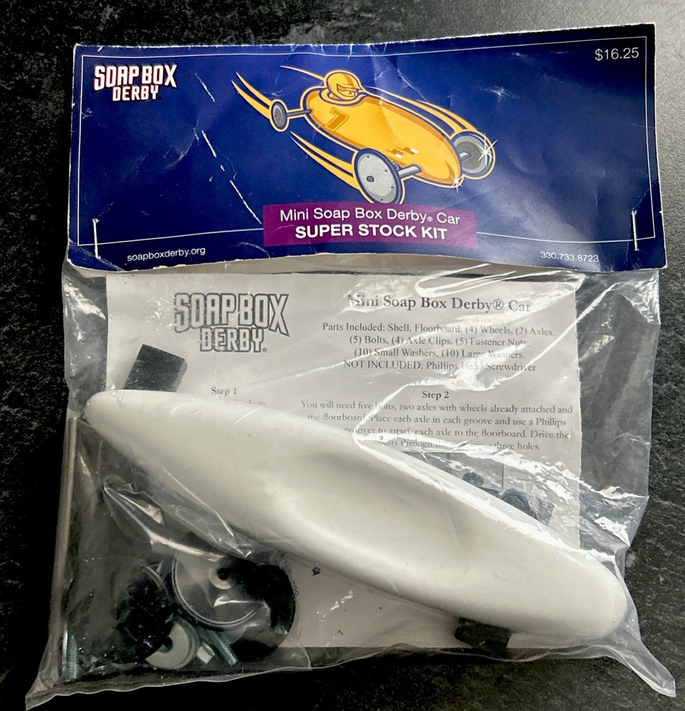 Mini Soap Box Derby Car Super Stock Kit Model Racer STEM Toy Made in USA NIP