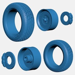 1/24 Resin 15 inch Center Line Auto Drag Wheels, BFGoodrich Radial T/A Tires