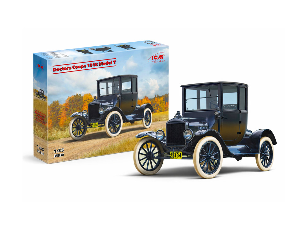 ICM 35830 – Doctors Coupe 1918 Model T, American Car – Model Kit in 1:35 Scale