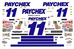 #11 Brett Bodine PAYCHEX Taurus 1999 1/24th – 1/25th Scale Waterslide Decals