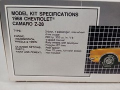 1968 Chevrolet Camaro Z-28 AMT 1:25 Model Kit 6559 Sealed Parts Bags