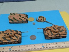 German 3- Tiger Tanks , painted WW2, AFRIKA KORPS, UNKNOWN MAKER, VINTAGE