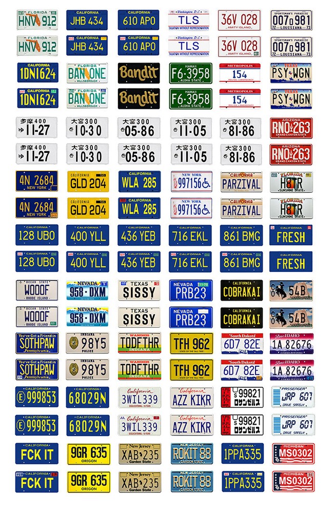 1/64 scale model car movie TV license plates tags set 3