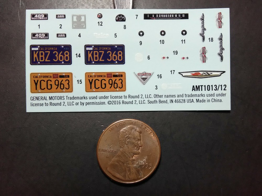 1961 Chevy Impala SS 409 1/25 Waterslide Decal Sheet Dash Cluster Gagues Emblems