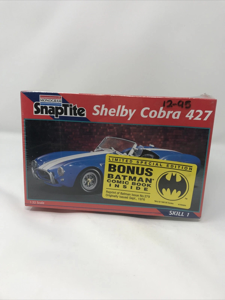 Monogram Snap-tite Shelby Cobra 427 Model Kit 1/32 plus Batman Comic NIB P22
