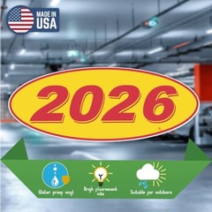 Oval Model Year Stickers, 12-Pack 2026 Red/Yellow