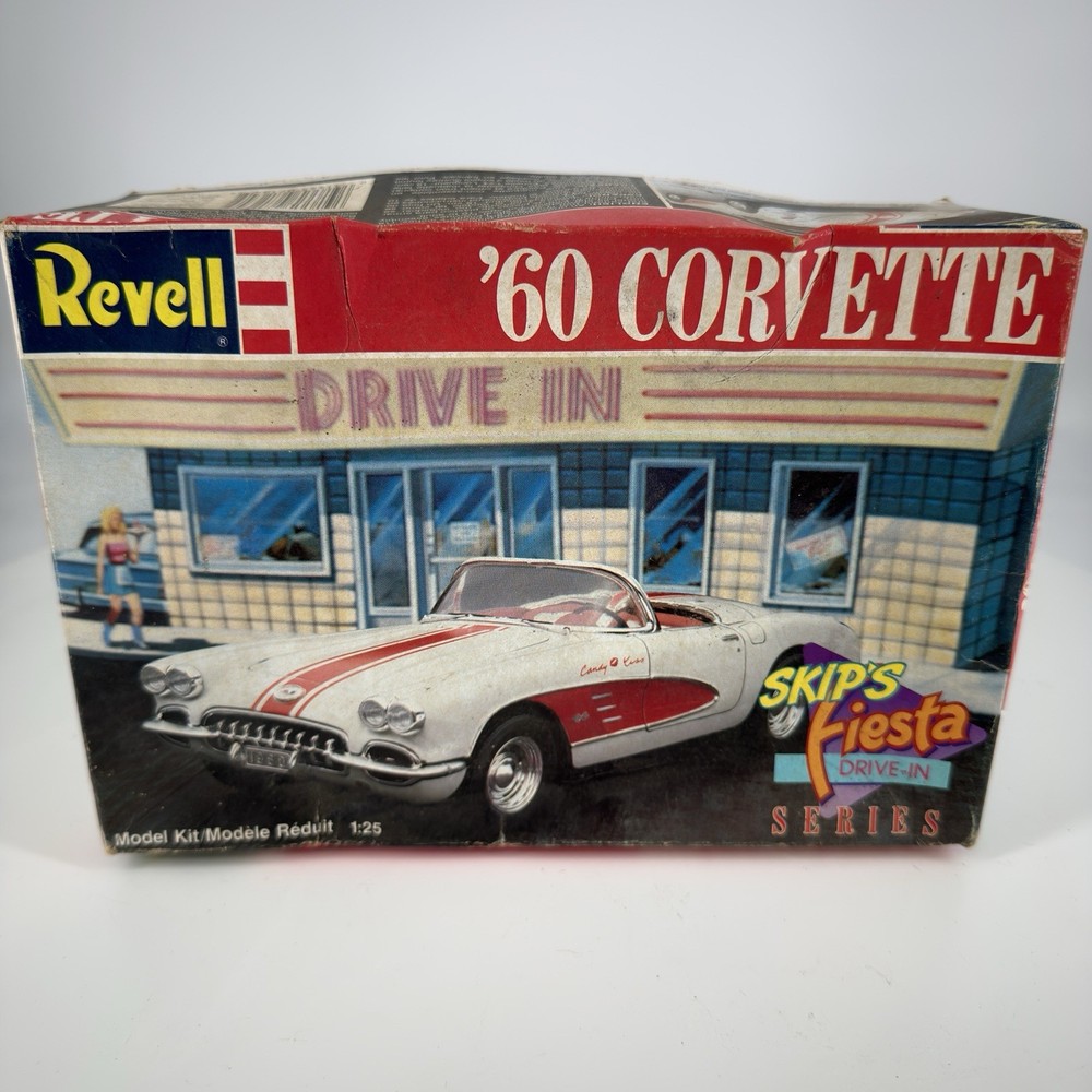 Revell ‘60 Corvette Skip’s Fiesta Drive-In Vintage 1988 1:25 Model Kit , Read