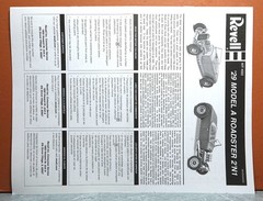 1/25 REVELL ’29 MODEL A ROADSTER 2 ‘N 1 # 4322 (INSTRUCTIONS ONLY)
