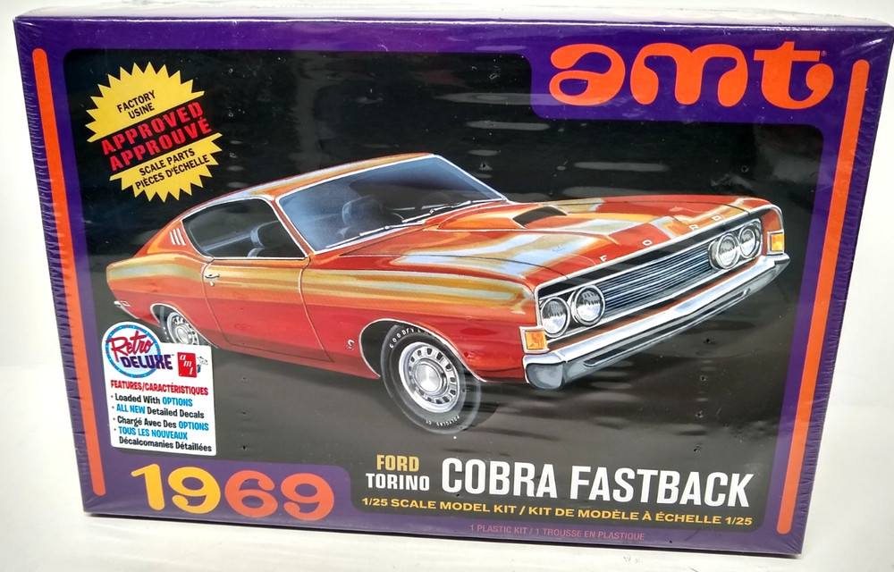 AMT 1217M 1969 Ford 428 Torino Cobra Fastback 1:25 Model 3in1 Sealed NOS 2020