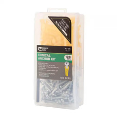 Conical Anchor Kit (100 #10-#12 Anchors, 100 #10 Screws and 1/4 In. X 4 In. Maso