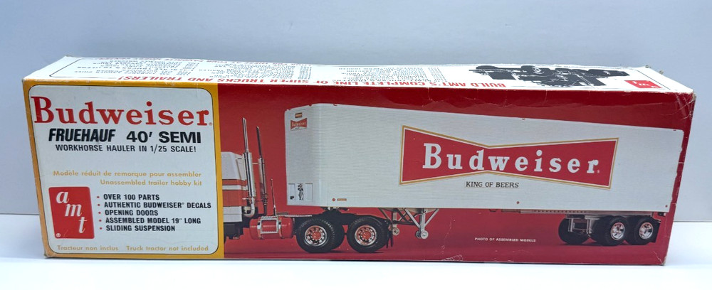 AMT 1:25 Scale Budweiser Fruehauf 40′ Semi Trailer Sealed Inside Boxed Model Kit