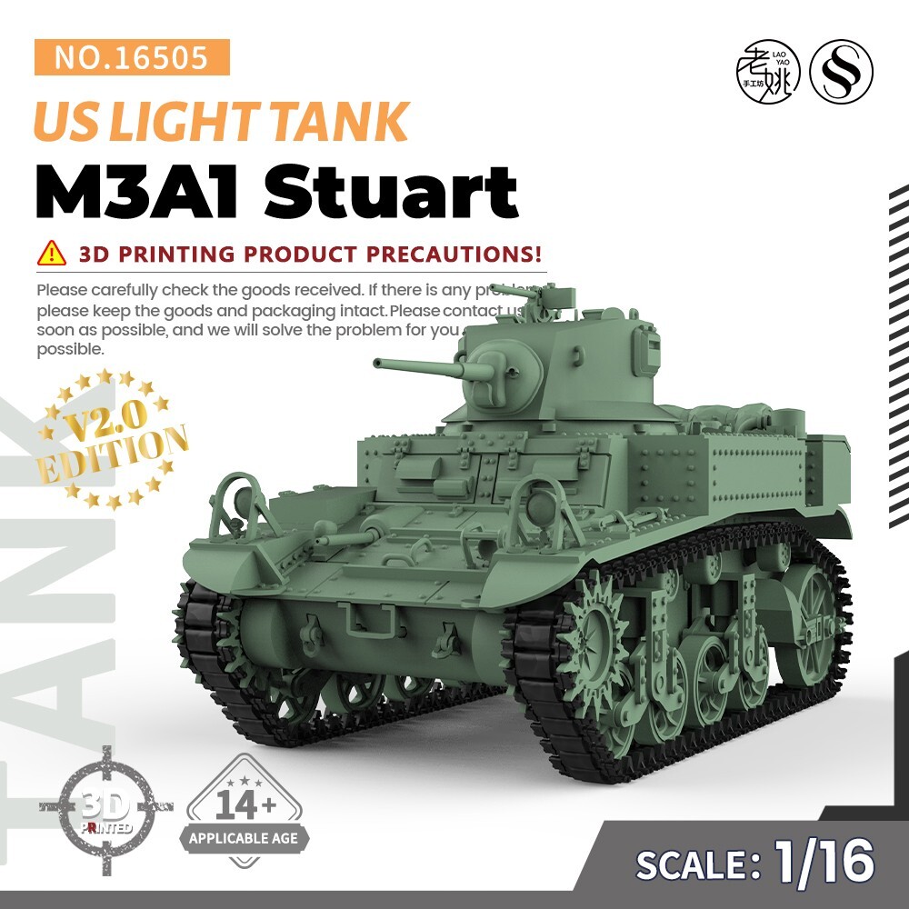 1/16 Military Model Kit US M3A1 Stuart Light Tank