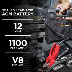 1100-Amp Car Battery Jump Starter/ Portable Power Station, 12V DC Charging, 12V