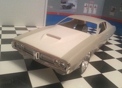 LEX’S SCALE MODELING Resin Custom Cowl Hood ’71 Dodge Charger AMT 1/25.