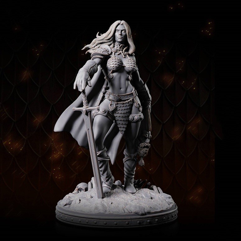 1/24 Scale Resin Figure Model Kit Gallant Warrior Girl Unassembled, Unpainted.