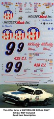 NASCAR DECAL # 9 HOUSBY MACK INC. 1971 PLYMOUTH ROAD RUNNER PETE HAMILTON 1/25