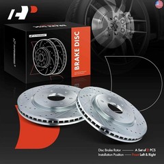 A-Premium 11.65 inch (295.8mm) Front Drilled and Slotted Disc Brake Rotors