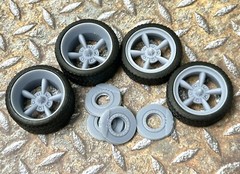 Resin 21/20 Inch Astro Supreme model car wheels, w/ wide rear street tires,1/24