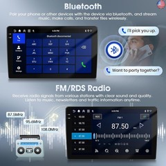 4G+128G Android 15 Motorsi 10 Inch Touch Screen Car Stereo, Wireless Carplay