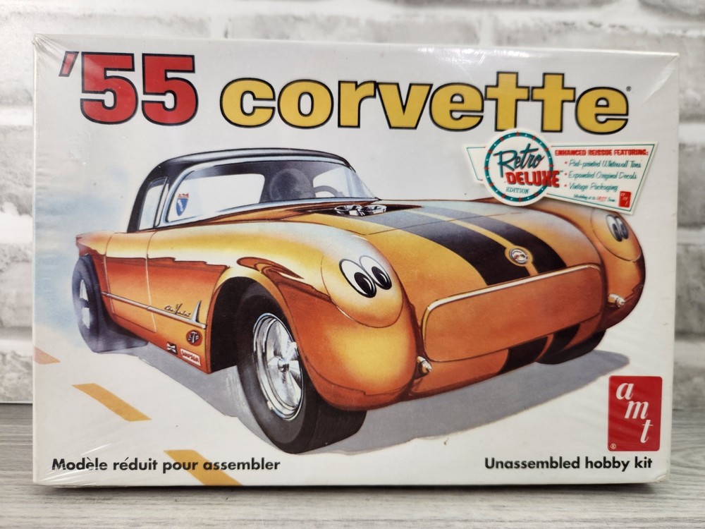 AMT 1955 ’55 Corvette Stock or Drag 1:25 Model Kit Sealed AMT683/12
