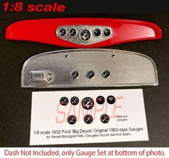 1/8 BIG DEUCE 32 FORD HIGHBOY HOT ROD 1963 style GAUGE FACES — REVELL MONOGRAM