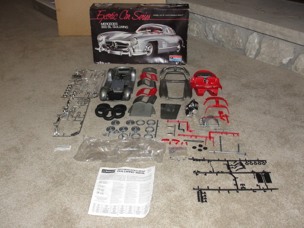 1990 Monogram Exotic Car Series 1954 Mercedes 300 SL GULLWING Partially Built.