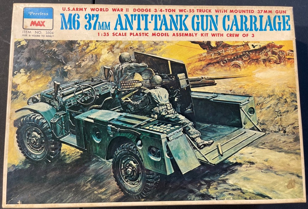 Peerless M6 37mm Anti-Tank Gun Carriage Dodge WC-55 3504 1/35 NIB Model Kit