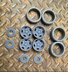 Resin 21/20 Inch: “Foose Four 42” Model car Wheels/Tires 1/24 scale