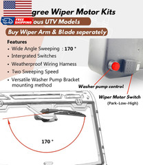 170 Degree Wiper Motor Kit Universal Type for Various UTV Fits Polaris RZR Range