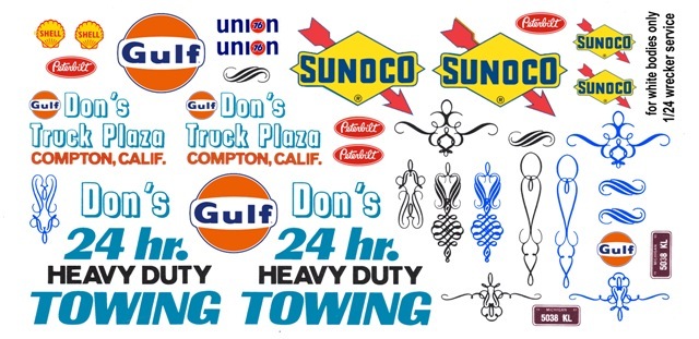 Don’s 24hr Heavy Duty Towing Wrecker 1/18th Scale Waterslide Decals