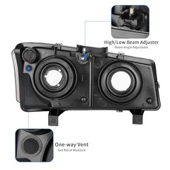 Headlight Assembly Compatible with Black Housing Amber Reflector Clear Lens