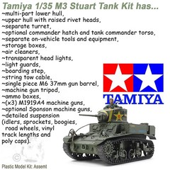 TAMIYA 37026 1/35 M3 STUART (LATE PRODUCTION) U.S. LIGHT TANK MODEL KIT