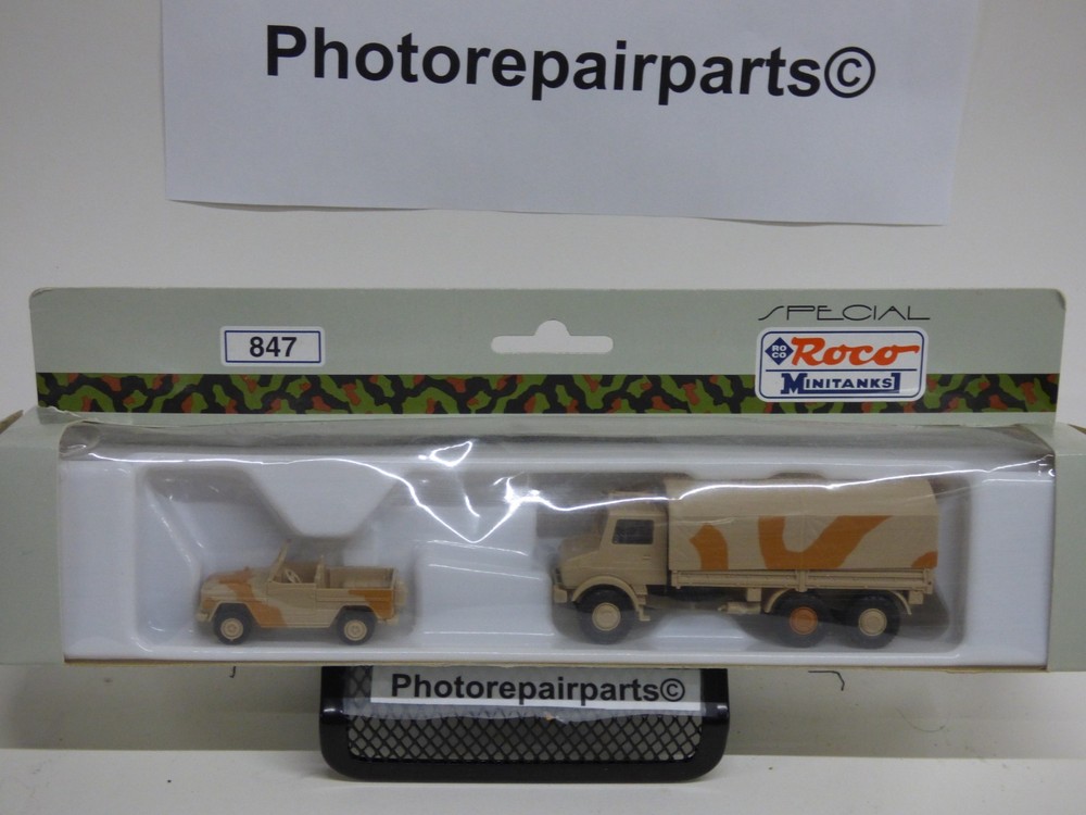 Roco Minitanks Modern German Unimog 2450 6×6 Truck & MB Wolf Jeep Lot#280BB©