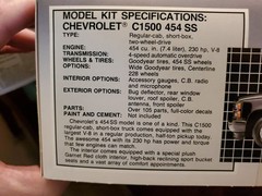 AMT Chevrolet C1500 454 SS 1/25 Model Kit, New Open Box Bags Sealed