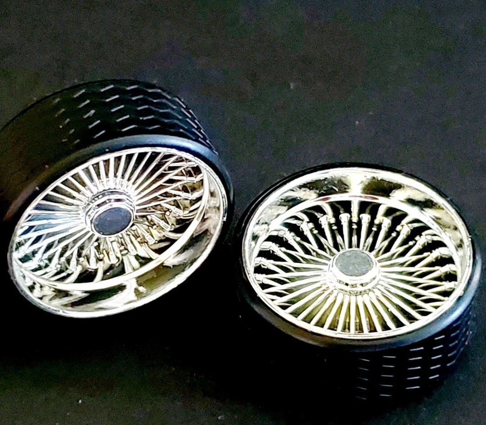 HOPPIN HYDROS 1/24-1/18 SUPER SPOKES OCTO Cap LOWRIDER Rim Tire Chrome OCTOS!