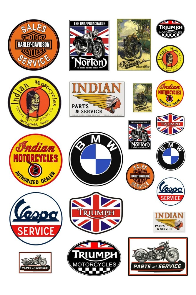 1:25 G scale model motorcycle company garage auto shop pin up posters signs