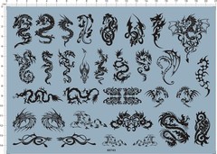 Different Scales Styles Dragon Markings For Model Kit Water Slide Decal Black