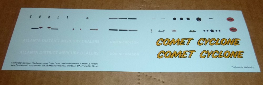 M65MCR DYNO DON COMET CYCLONE DECALS MOEBIUS Model Car Mountain 1/25 ATLANTA