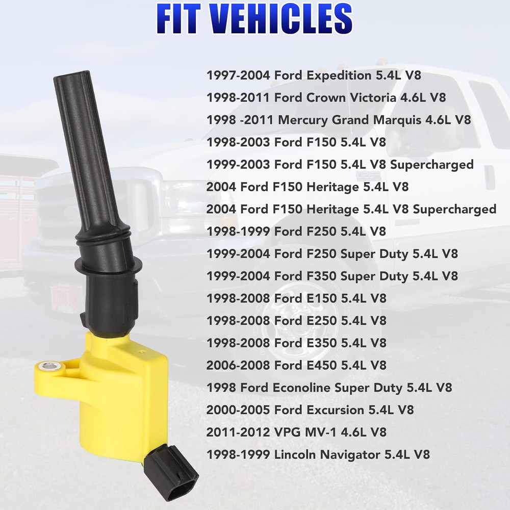 Set of 8 DG508 Ignition Coils and SP479 Spark Plugs for 5.4 V8 1998 1999 2000…