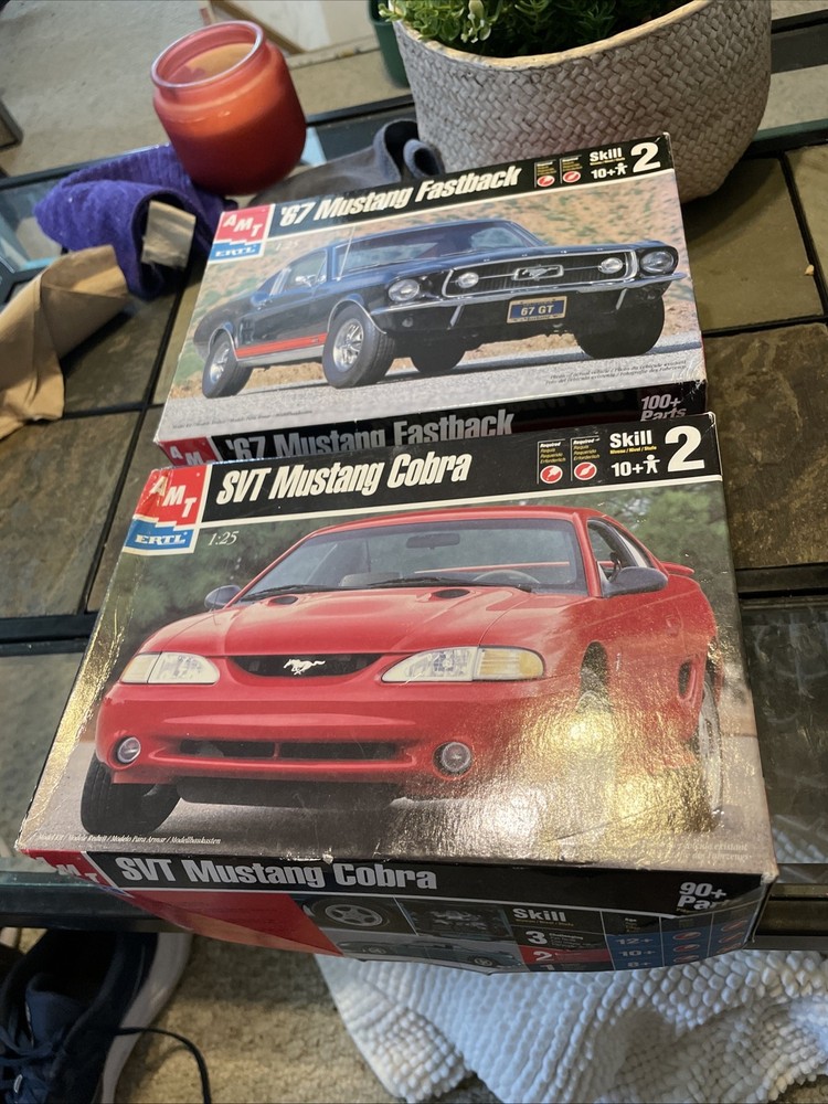 AMT ETRL 1:25 ’67 MUSTANG FASTBACK MODEL KIT Lot & Started SVT Mustang Cobra