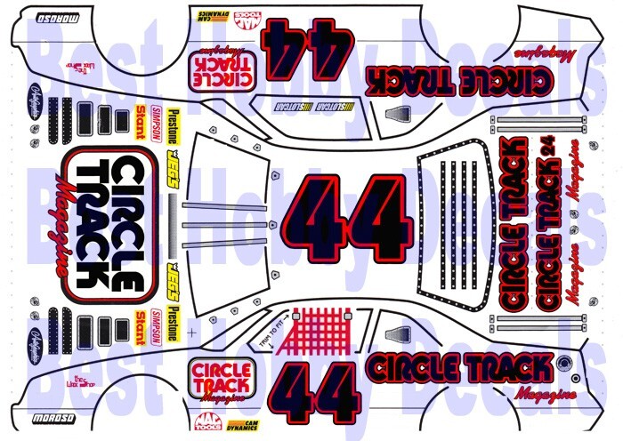 #44 Circle Track Black Numbers 1/24th – 1/25th Scale Waterslide Decals
