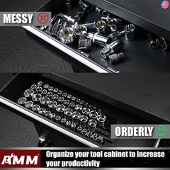 AMM 9-Piece Socket Organizer, 1/2 inch, 3/8 inch and 1/4 inch Drive ABS