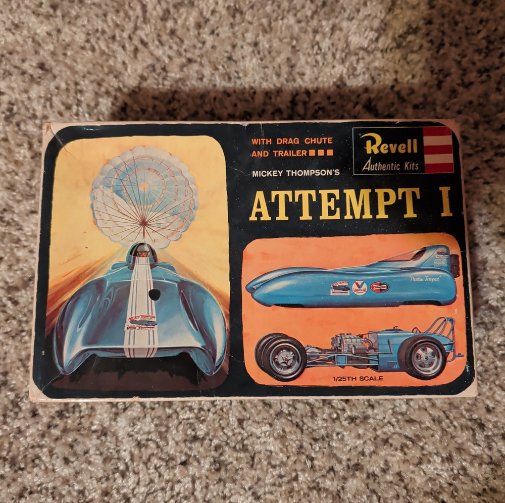 Vintage 1963 Revell Mickey Thompsons Attempt I 1/25 Scale Model Kit Started