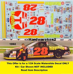 NASCAR DECAL #28 HAVOLINE 1993 FORD THUNDERBIRD DAVEY ALLISON 1/24