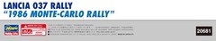 Hasegawa 1/24 Lancia 037 Rally 1986 Monte Carlo Rally Plastic Model 20681