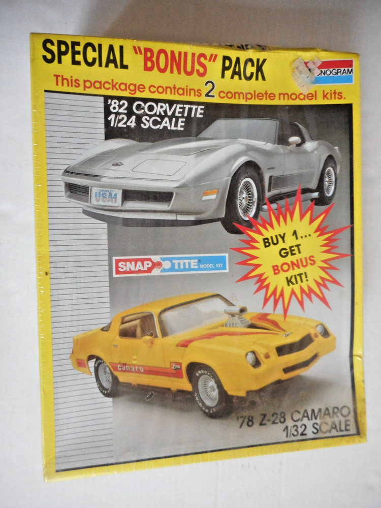 Monogram ’82 Corvette 1/24 & ’78 Camaro Z-28 1/32 Snap Tite Bonus Pack Model Kit