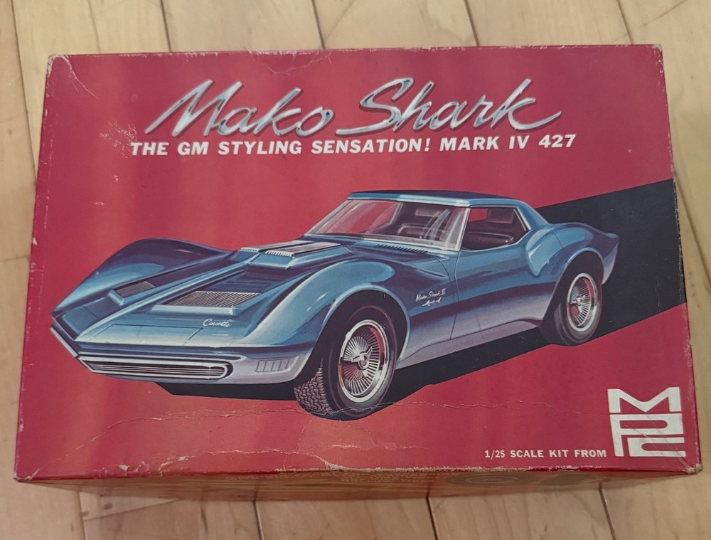 VTG 1967 MPC Mako Shark Mark IV 427 Model Kit Unassembled 1960s USA + Extras